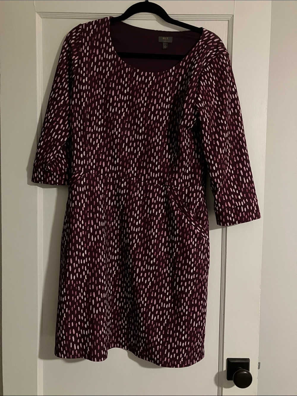 Mix by 41 Hawthorn Plum Aubergine Print Midi Shift Dress